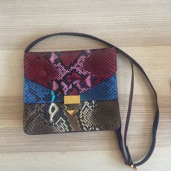 Sophie Hulme python skin leather handbag, crossbody with two pockets - Picture 2 of 6